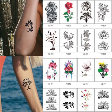 植物 花卉款小清新款共800款👑大邱紋身👑【T08V】DaQie防水紋身貼紙刺青貼紙半甲鬼頭