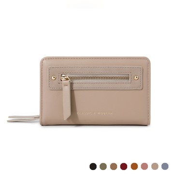 天藍小舖-調性質感單拉鍊皮革中夾-共8色-$250【A08081865】