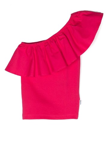 Molo - ruffled one-shoulder top - kids - Organic Cotton/Spandex/Elastane - 134-140 - Pink