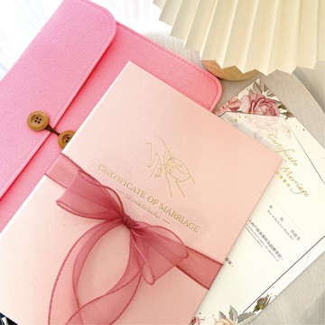 燙金結婚書約套組│戶政事務所可用│珠光櫻花粉│結婚書約