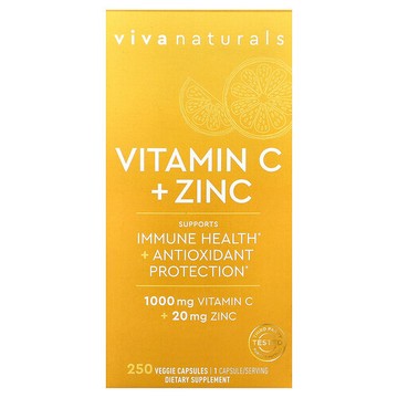 Viva Naturals, 維生素 C + 鋅，250 粒素食膠囊