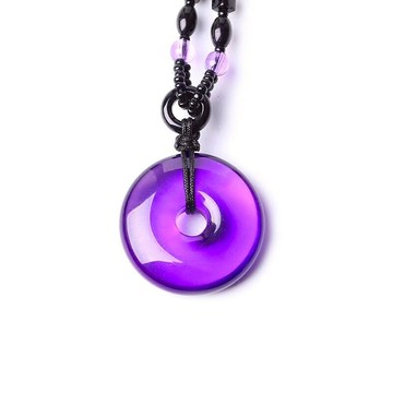 天然正品紫晶烏拉圭紫水晶平安扣 女吊墜項鏈   送禮