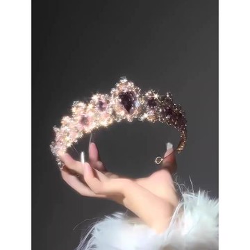 「巴洛克之夢」公主生日皇冠名媛風爆閃水鉆王冠發箍禮服發飾頭飾