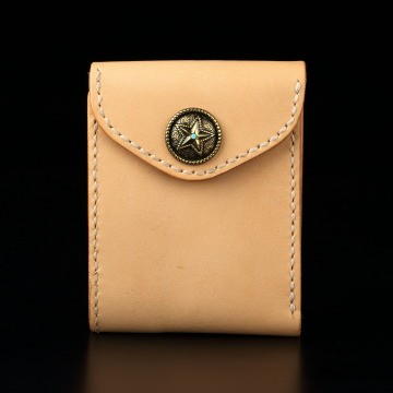 倉吉0057  原皮植鞣革手工財布/ 短皮夾