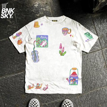 王有病工作室 220G 透氣正肩版 ！三只蝸牛拼接卡生情侶裝短袖T恤