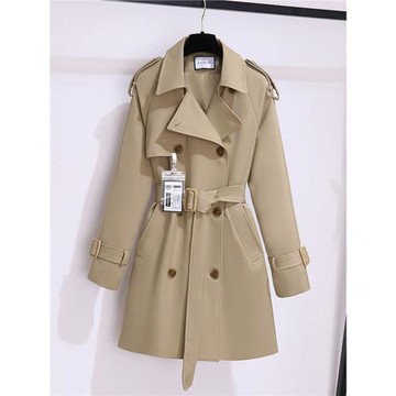 秋季大碼中長款收腰顯瘦外套風衣