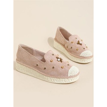 2025春季新款小蜜蜂漁夫鞋休閑套腳懶人鞋女生增高一腳蹬樂福鞋子