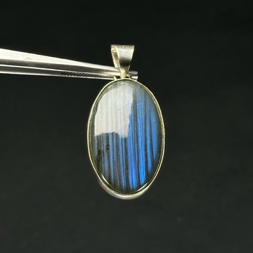 彩光拉長石項鍊 | 拉長石 轉化 錫蘭帶回 耶穌光 長橢圓 天然晶礦項鍊 925純銀 S25AS14-006