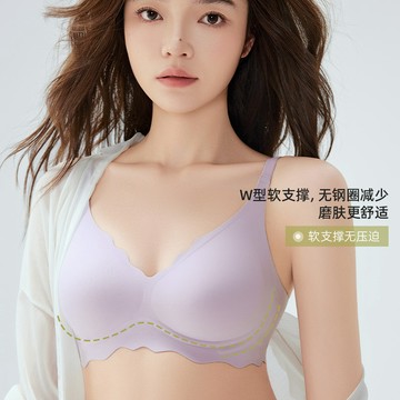 夏季凉感果凍條無痕內衣女大胸顯小隱形內衣上托聚攏無鋼圈文胸