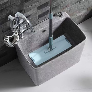 優樂悅~北歐星空灰色陶瓷拖把池帶龍頭孔一體陽臺落地式戶外別墅花園庭院