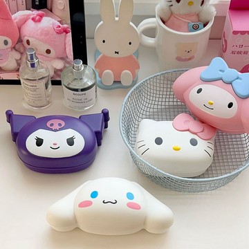 庫洛米肥皂盒🎀 HelloKitty美樂蒂立體卡通可愛粉家用浴室瀝水香皂盒帶蓋皂托 旅行肥皂盒 旅行香皂盒 瀝水肥皂盒