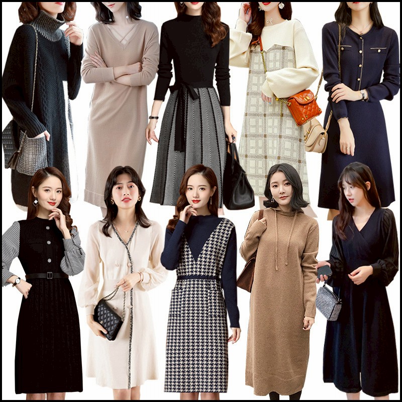 新品高品質ワンピース秋冬先着限定saleニットワンピース 韓国ファッション着痩せワンピース限定発売上品着回し抜群vネック セーターニットドレスロングスカート 通販 Lineポイント最大get Lineショッピング