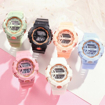 年夏季馬克龍色獨角獸電子手表可愛初中學生韓版簡約防水運動