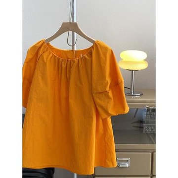 大碼氣復古別致上衣女2025年秋夏新款設計感泡泡袖