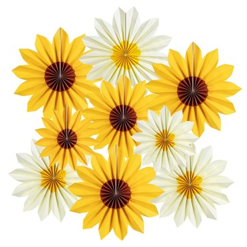 洛陽牡丹 2026折紙扇彩色系紙扇花裝飾太陽花主題派對掛扇生日裝飾