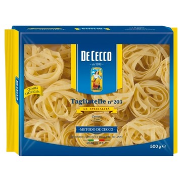 DE CECCO 得科 鳥巢麵 NO.203，嚴選杜蘭小麥粉，Q彈咬嚼勁，低溫乾燥  500g  1包