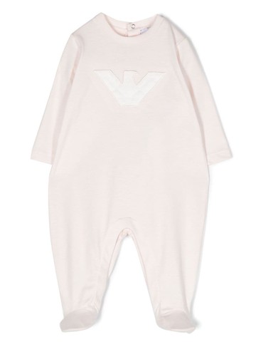 Emporio Armani Kids - logo-patch cotton babygrow - kids - Cotton/Polyester - 1 mth - Pink