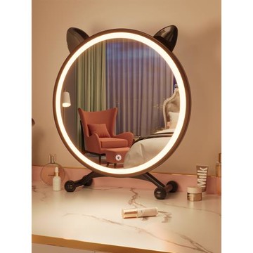 臺式智能led化妝鏡帶燈家用臥室梳妝臺鏡子學生宿舍桌面ins梳妝鏡