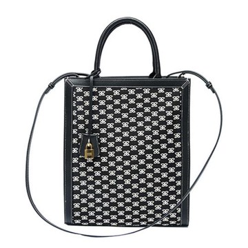 【Sp house】黑白撞色經典大容量托特手提肩背包(黑色)