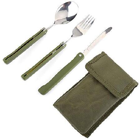 Flatware Set, Outdoor Cutlery Set Stainless Steel Folding Forks Spoons Knives Set Mirror Polished for Camping Picnic Travel