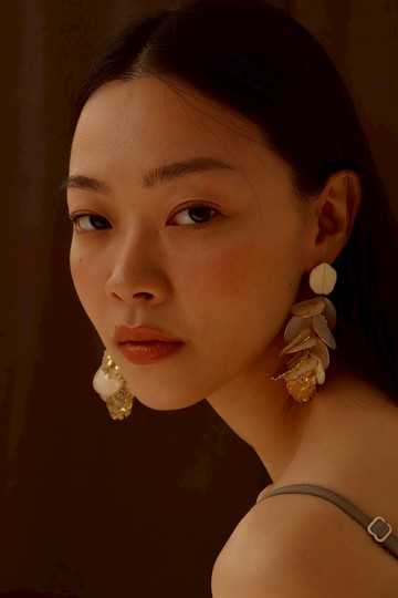 2021時空重疊耳環/耳針耳夾 耳夾耳環 樹脂 手工 婚禮飾品 聖誕節