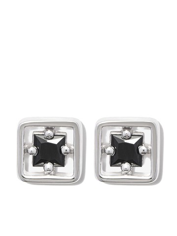 Suzanne Kalan - 18kt white gold Inlay black sapphire stud earrings - men - 18kt White Gold - One Size - Silver