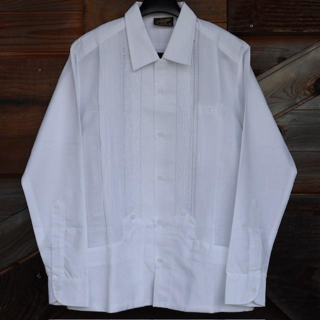 サイズ38 Estrella Standard 長袖キューバシャツ 白色 L/S GUAYABERA REJILLADA ホワイト メキシコ 民族シャツ  | LINEブランドカタログ