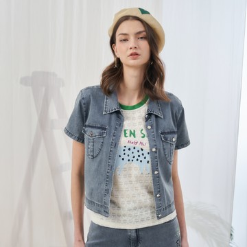 CLL巧玲瓏 率性雪花洗牛仔外套 7477319