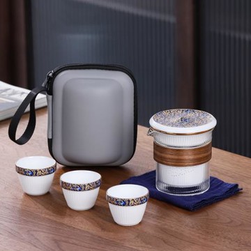 德化白瓷快客杯一壺三杯便攜旅行功夫茶具套裝簡約出差家用泡茶壺