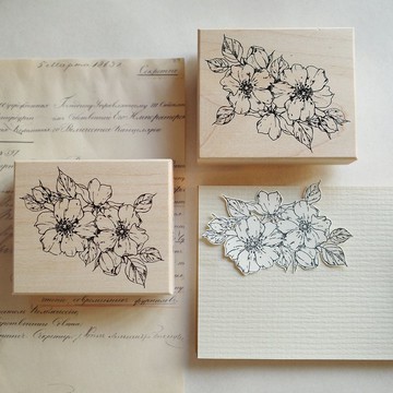 手賬印章 花卉薔薇 紅橡膠 全楓木 耐油性 易清洗