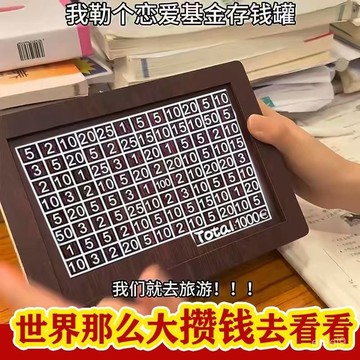🔥臺灣出貨🔥學生數字存錢罐爆款複古木質衹存不取紙幣硬幣都可存放高顔值擺件 存錢挑戰 計劃存錢罐 365天存錢罐