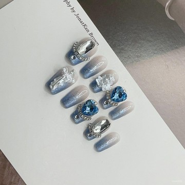 1️⃣直直購😁【安藝精品】珠光石膏天使細閃漸變顯白純手工精品可拆卸穿戴美甲短款美甲 LMTH