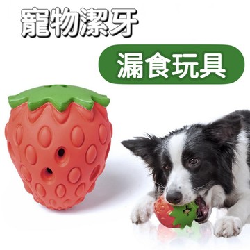 【台灣現貨】 草莓造型 寵物漏食玩具 / 漏食球 漏食玩具 藏食玩具 磨牙玩具 潔牙玩具 寵物藏食玩具 寵物球