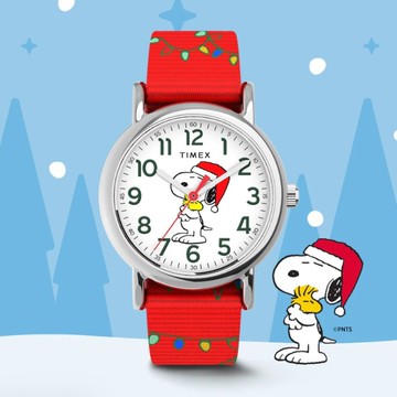 【TIMEX】天美時 x Peanuts Weekender 史努比聖誕帽 31 毫米 尼龍錶帶腕錶(紅 TXTW2Y39500)