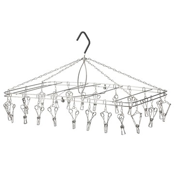 SHIMOYAMA 304不鏽鋼折疊式晾曬架 22夾  展開 61 x 34 x 38cm 摺疊 34 x 4 x 31cm