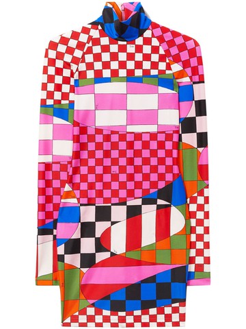 PUCCI - Giardino-print mini dress - women - Polyamide/Elastane - L - Blue