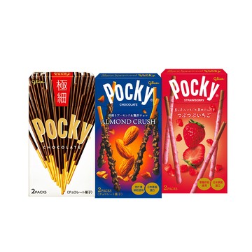 Glico Pocky百奇 極品巧克力棒 單盒入(杏仁粒粒/草莓粒粒/極細)