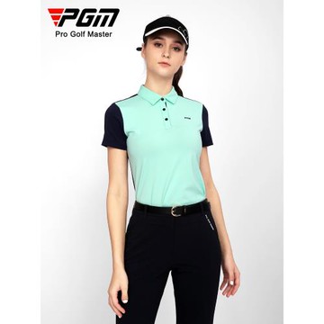 下架 爾夫套裝女夏季顯瘦短袖t恤新款透氣運動服裝拼色女裝