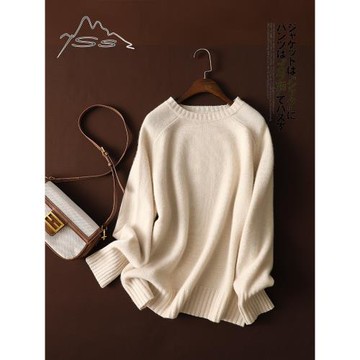 絕美好版型~羊絨衫女圓領套頭秋冬插肩加厚100純山羊絨針織毛衣