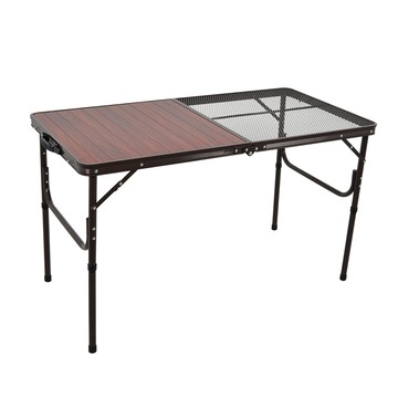 【LIFECODE】半鋁半網鋁合金折疊桌120x60x高40/70cm