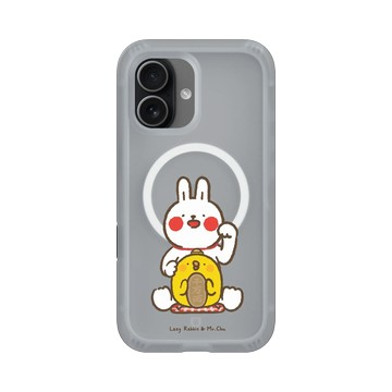 iPhone 17 AirX 流變灰 - 懶散兔與啾先生 Lazy Rabbit and Mr.Chu - 招財