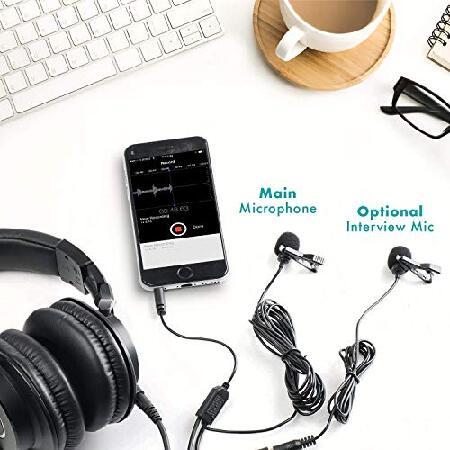 Movo Professional Lavalier Lapel Clip-on Interview Podcast Microphone with Secondary Mic and Headphone Monitoring Input for iPhone, iPad, (並行輸入品)