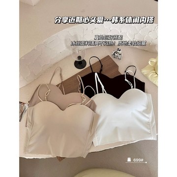 ANNE丨出清中丨冰絲美背細肩帶【WAU1025】固定杯墊 吊帶背心 防走光 抹胸式 胸墊 外穿內衣 小可愛