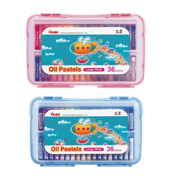 【Pentel 飛龍】36色特大粉蠟筆PP盒 /盒 GHTP-36 -顏色隨機