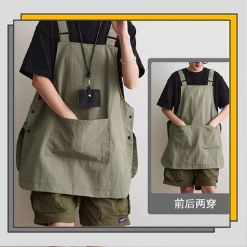 🔥臺灣出貨🔥【前後兩穿】耐磨寬鬆廚房圍裙 美髮師咖啡師餐飲業工作服 烘焙餐飲圍裙 居家烹飪防水防汙/