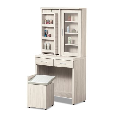 ASSARI-霍爾白梣木2.7尺旋轉化妝桌椅組(寬81x深40x高16