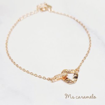 【焦糖小姐 Ms caramelo】 925純銀鍍玫瑰金 莫比烏斯環手鍊(鋯石手鍊)