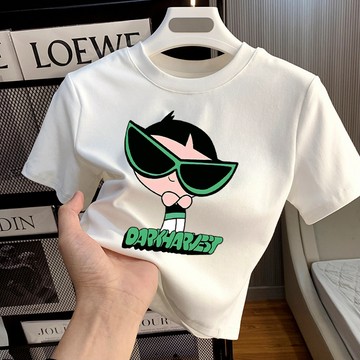 超帥的吖！飛天小女警 短款上衣  短袖 小可愛 重磅短t 短版上衣 國中生衣服 韓系 短板 短版 t恤 夏天穿搭 短版T