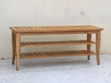 【歐風別館】3.7尺柚木全實木穿鞋椅【鞋架~基隆至台中免運費】