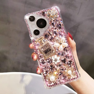 適用於華為Pura70手機殼P70奢華P50水鑽榮耀200創意P60小香風100滿鑽pura70Ultra全包防摔pura70pro+鑲鑽閃鑽